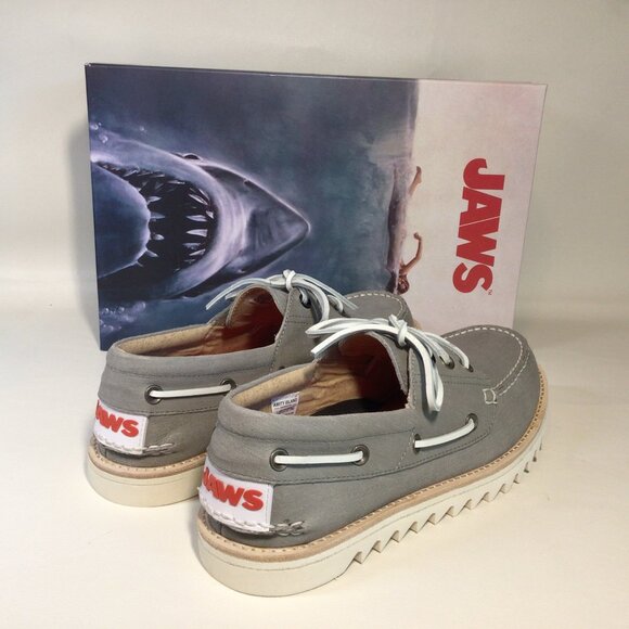 NEW Sperry Boat Shoes  Gray Leather JAWS Shark Special Edition - Picture 3 of 13